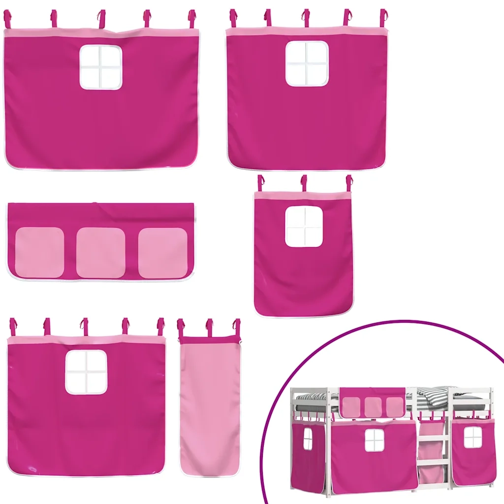 Letto a Castello senza Materasso Rosa 80x200 cm Legno di Pino