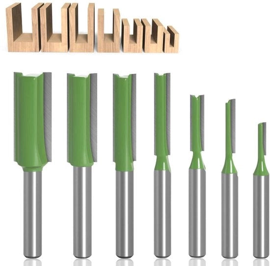 Set di frese per legno 7 pezzi 6 mm per frese per legno e frese per superficie - Bit di router per legno 3-12 mm Per la lavorazione di solchi nel legno - Fresa per solchi legno