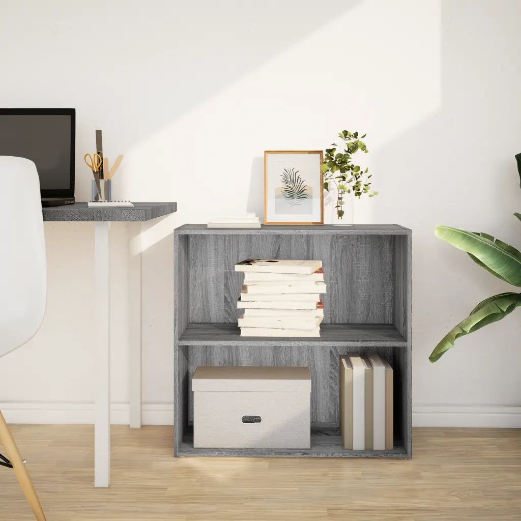Libreria-Scaffale per Libri-Mobile di Stoccaggio Grigio Sonoma 80x30x77 cm in Legno Multistrato