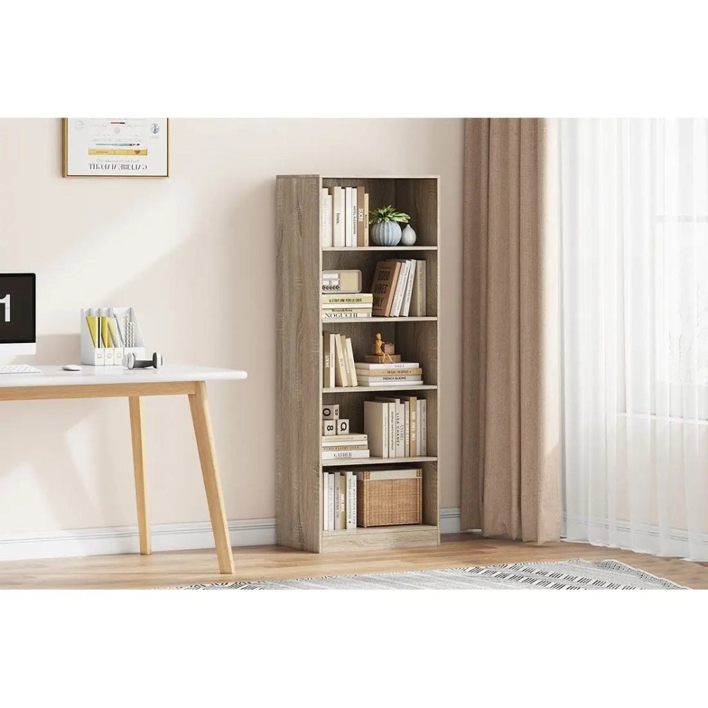 Libreria design a 4 ripiani, colore rovere chiaro collezione TOLLY