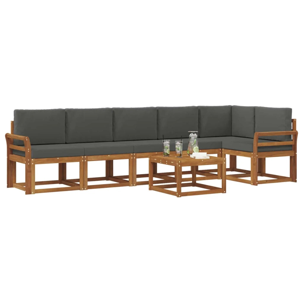 Set di divani da esterno con cuscino 7 pcs Naturale e Antracite 3366500