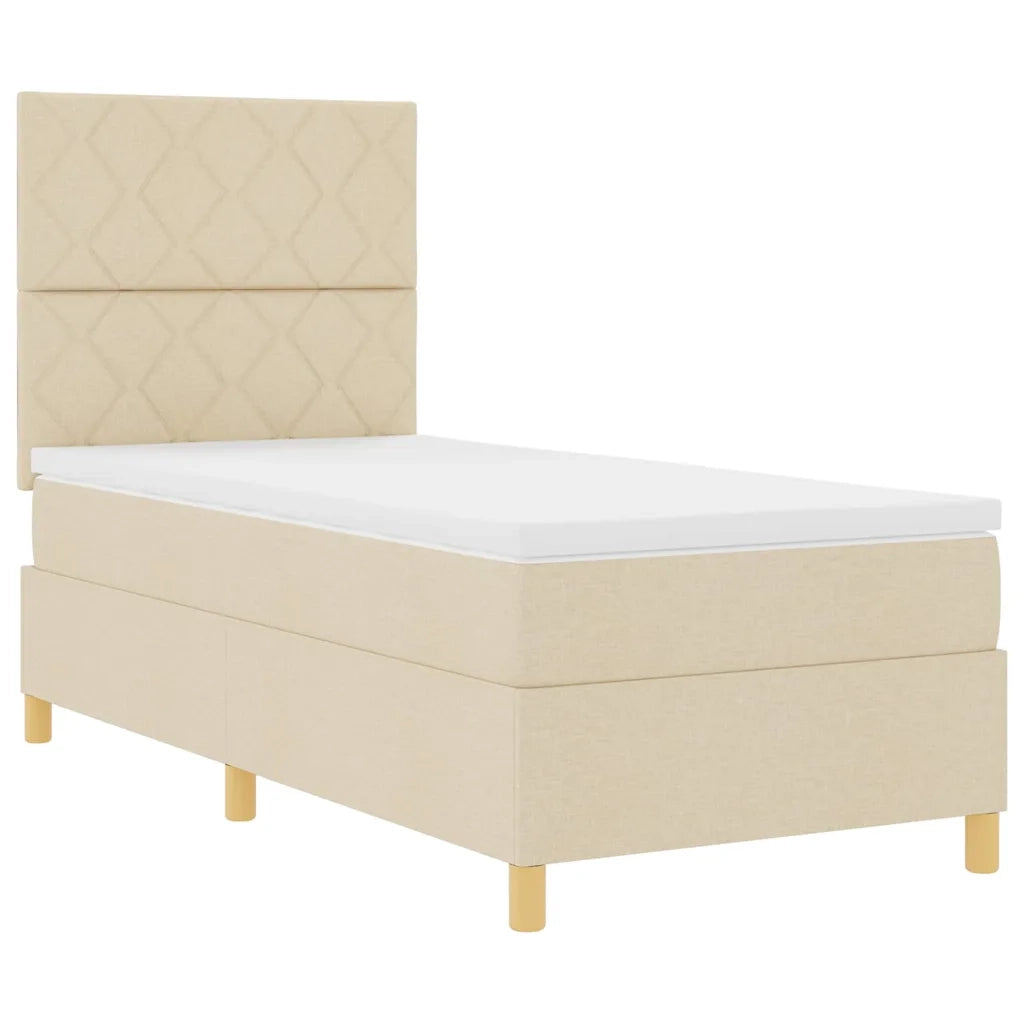 Letto a molle con materasso Crema 90 x 190 cm Tessuto 3343143