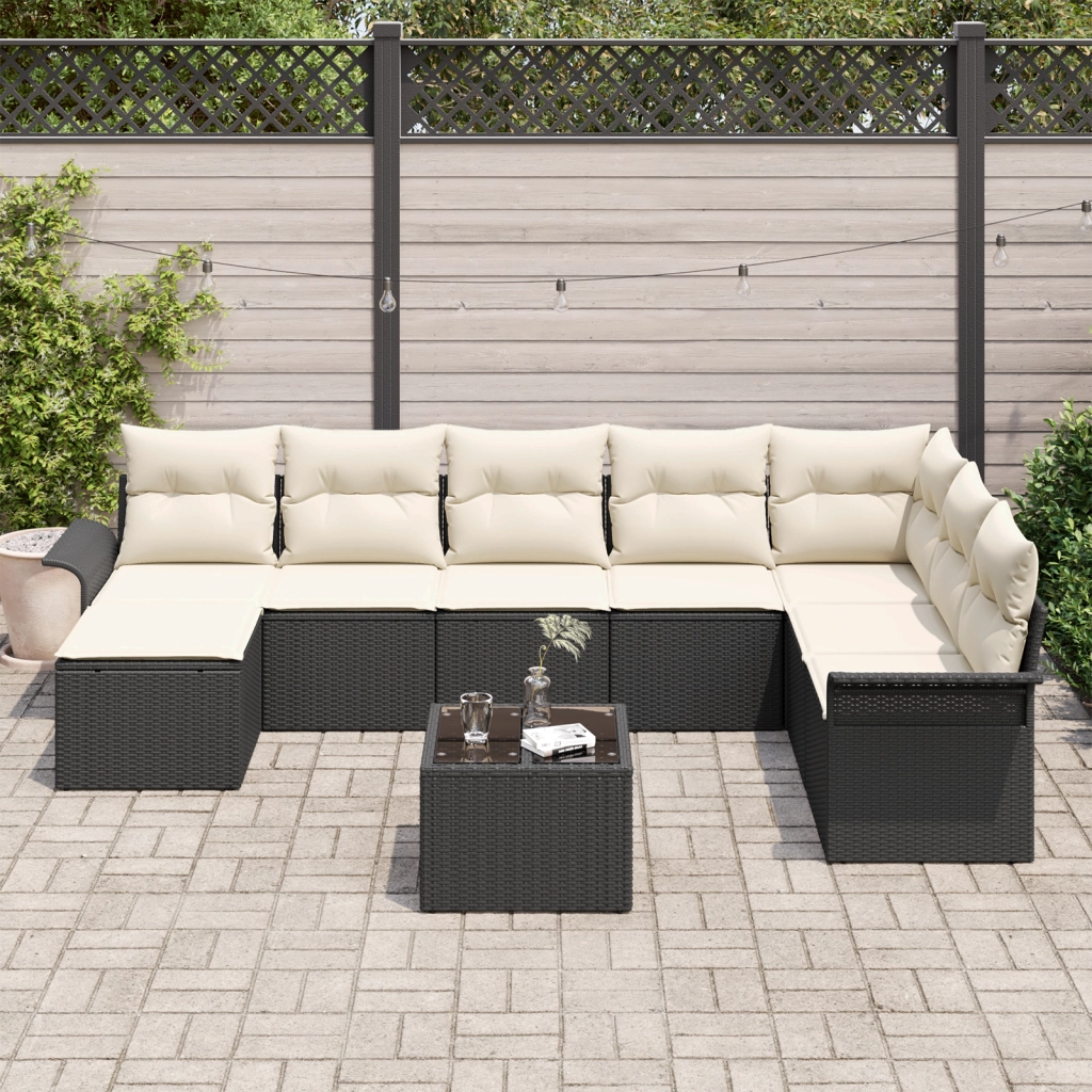 Set di divani da giardino 8 pezzi con cuscini rattan polyrattan marrone