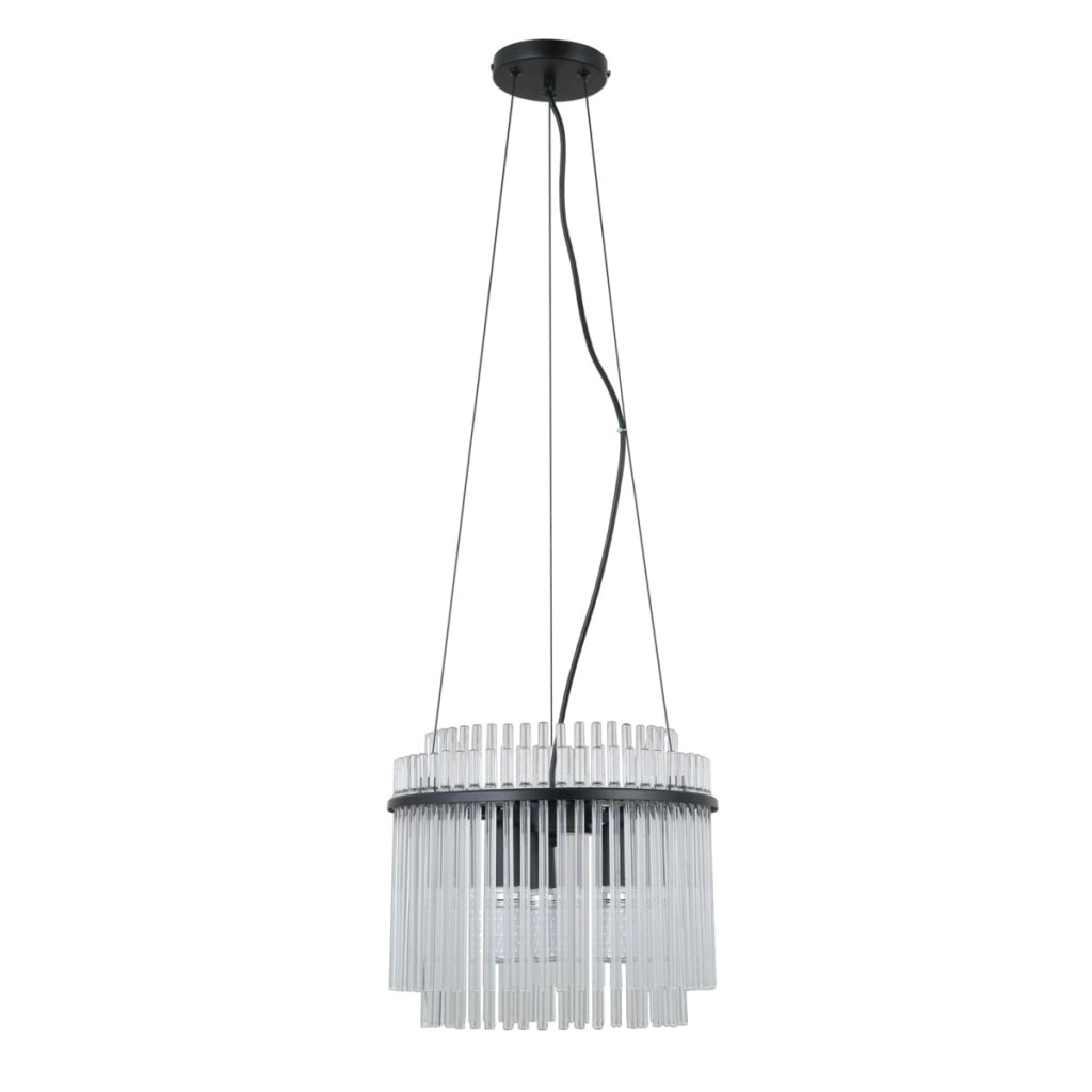 Lampada sospesa Bonte 3xE14 nera in vetro Italux
