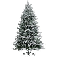 Albero di Natale Innevato 182.88cm con 2531 Rami Alto e Stretto con Base Pieghevole, Verde
