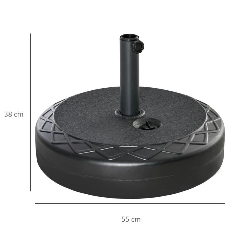 BASE PER OMBRELLONE ROTONDA Ø55CM IN PLASTICA DA 30 KG NERO