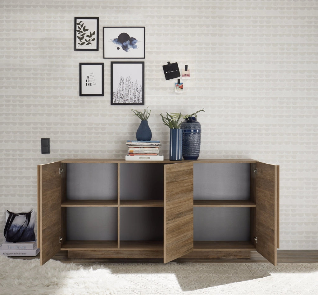 Madia Malosco, Credenza 3 Ripiani, 182x44x90h cm Marrone Rovere