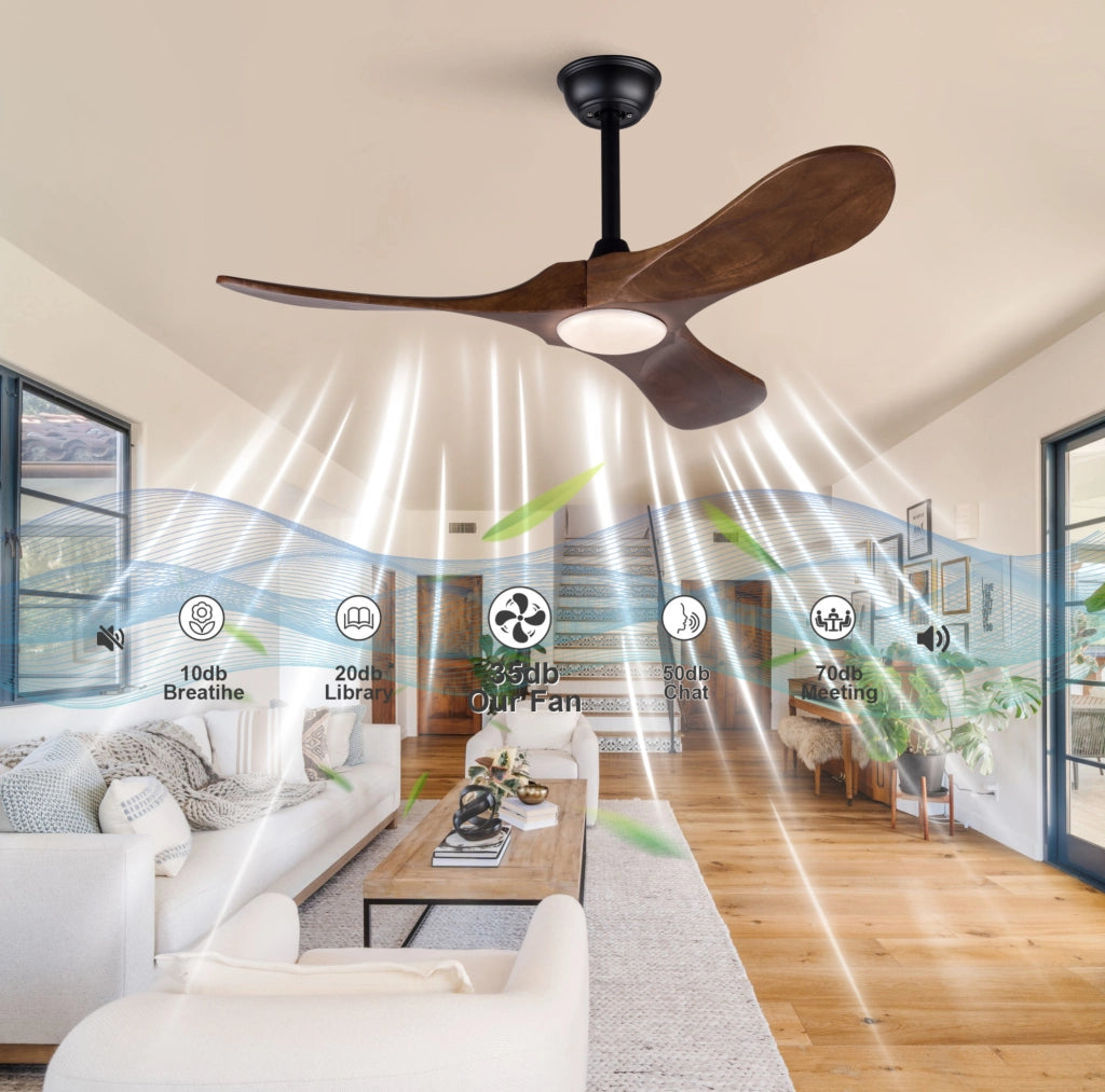VENTILATORE DA SOFFITTO 106,7 cm con LED Dimmerabile Nero e Noce Scuro