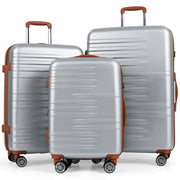 Set di valigie da 3 pezzi 20 x 24 x 28 pollici con spazio di archiviazione ottimizzato e maggiore sicurezza realizzato in ABS color argento 20_0018245
