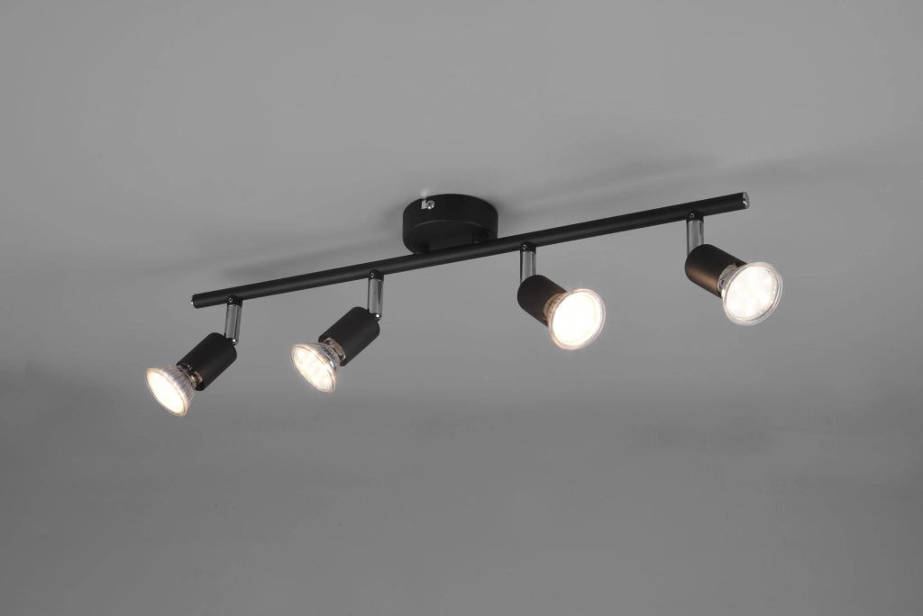 PARIS SENZA LAMPADINA BARRA 4 LUCI NERO ATTACCO GU10 L. 50CM