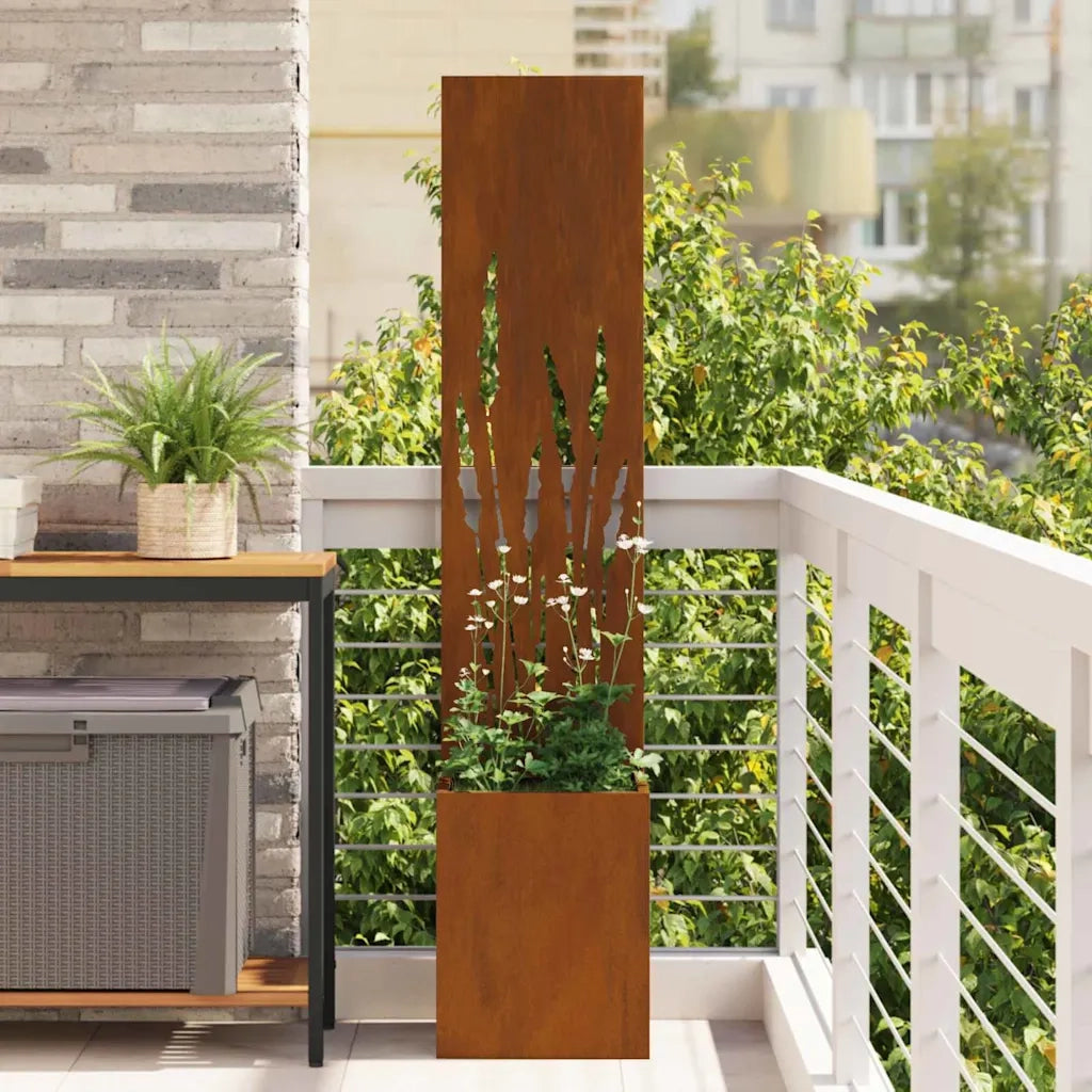 vidaXL Vaso da Giardino con Pannello Decorativo Ruggine 32 x 140 cm