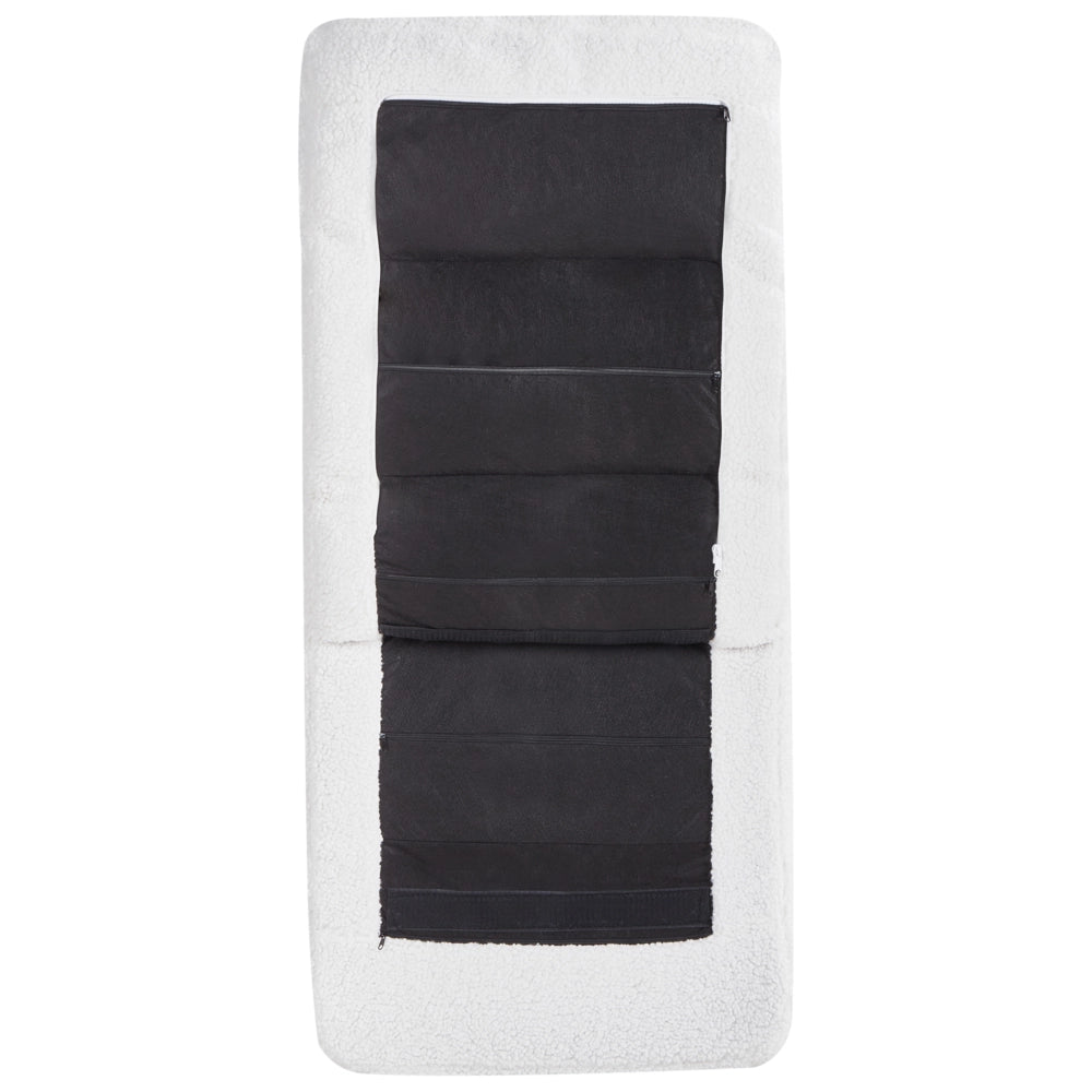 Sedia a dondolo Rivestimento in Boucle bianco sporco Gambe in legno e gomma Schienale reclinabile Soggiorno