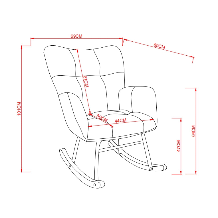 Poltrona a Dondolo ¨C Xylo ¨C Legno e Metallo, Design Scandinavo, 69x89x101 cm
