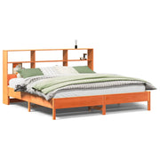 Letto matrimoniale | Letto per adulti | Letto Libreria senza Materasso Marrone Cera 200x200 cm in Pino
