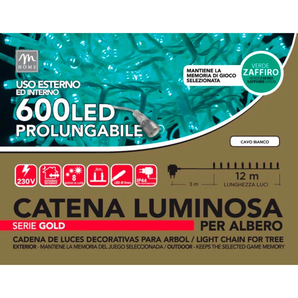 Catena 600 minilucciole natalizie zaffiro 15m