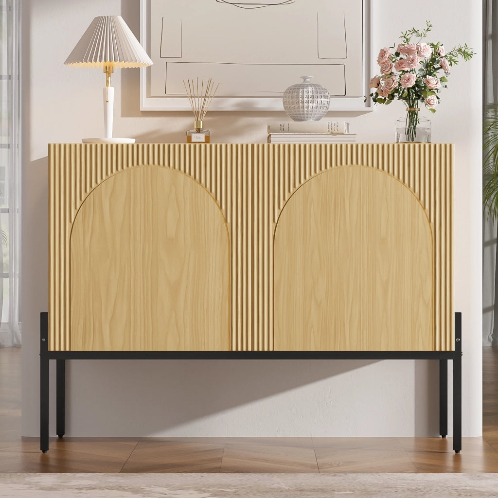 BUFFET 100x40x75 cm con 2 ante, design ad arco, finitura naturale