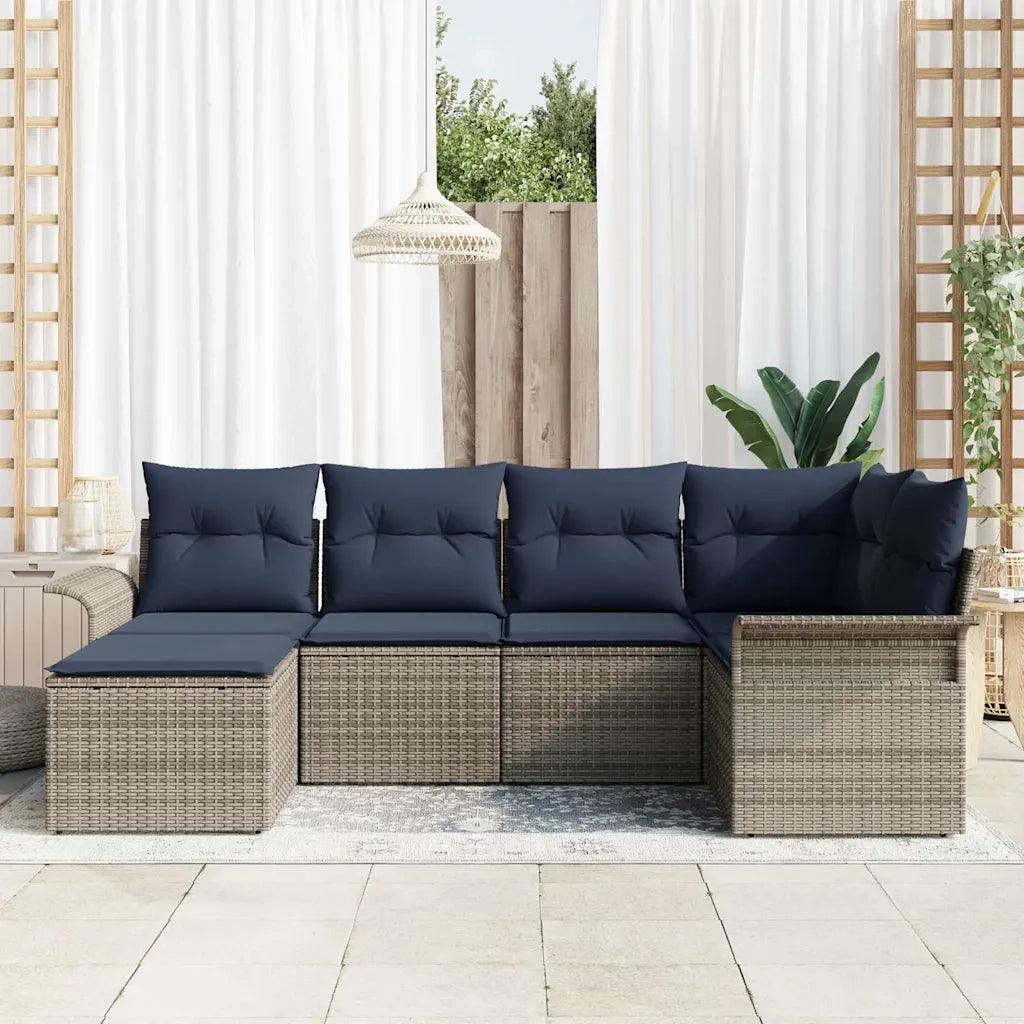 Set Divano da Giardino 6 pcs Grigio polyrattan
