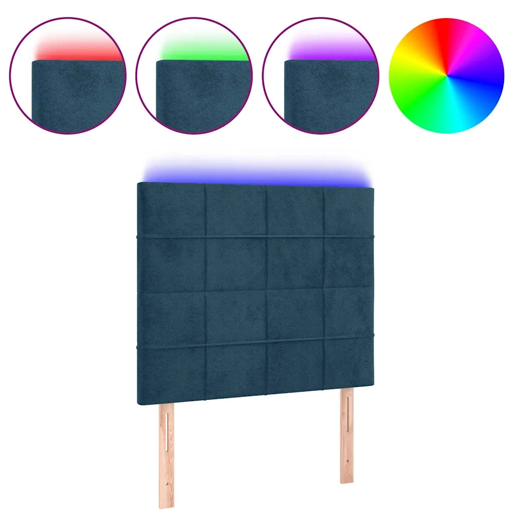 Testiera a LED-Testata con LED Blu Scuro 100x5x118/128 cm in Velluto 744231