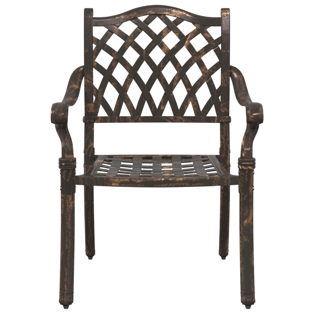 Set di 2 Poltrone da Giardino in Alluminio Fuso Bronzo