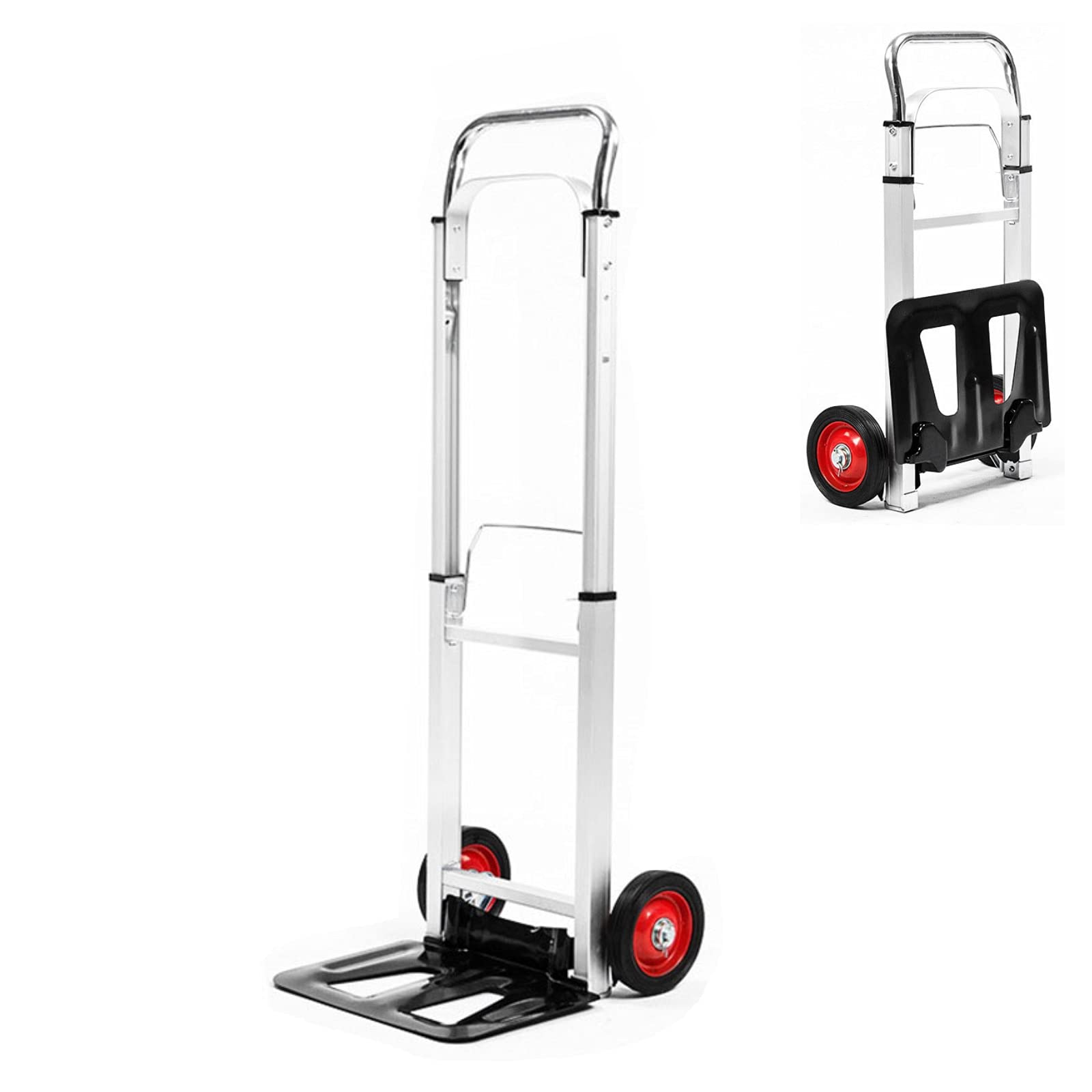 CARRELLO INDUSTRIALE PIEGHEVOLE IN ALLUMINIO CON PNEUMATICI ANTIFORATURA E CAPACITÀ DI CARICO DI 90KG