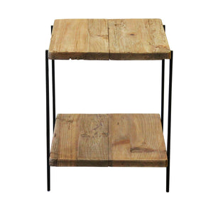 Tavolino in pino riciclato con doppio ripiano cm 50x40 - PINE