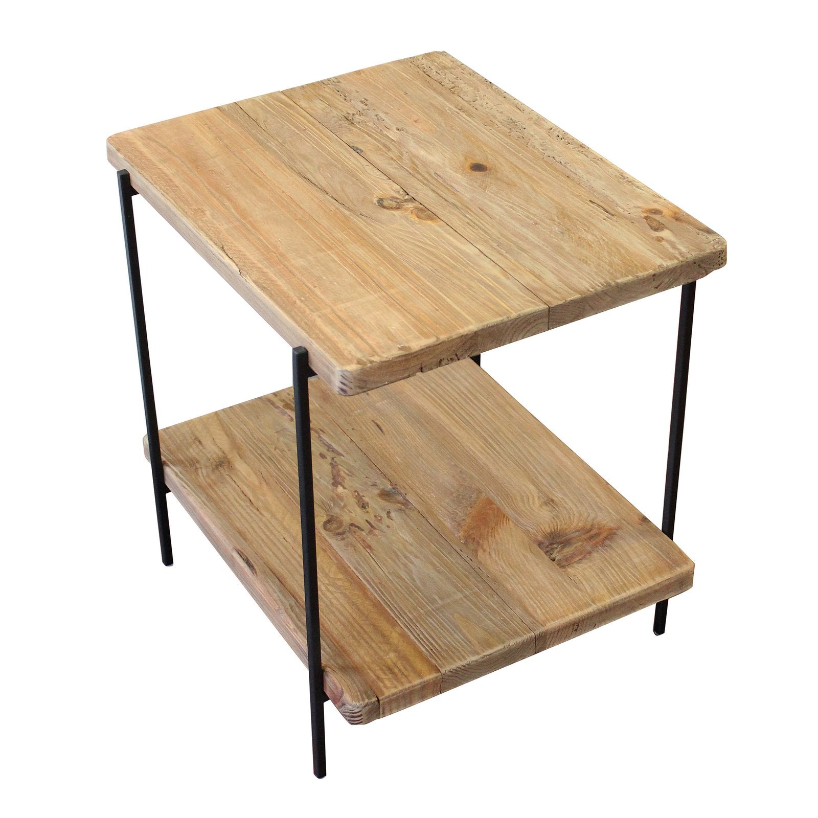 Tavolino in pino riciclato con doppio ripiano cm 50x40 - PINE