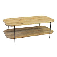 Tavolino in pino riciclato con doppio ripiano cm 120x60 - PINE