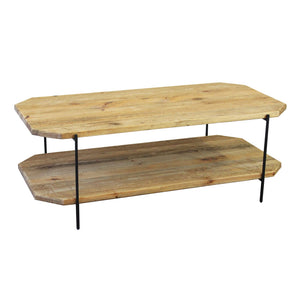 Tavolino in pino riciclato con doppio ripiano cm 120x60 - PINE