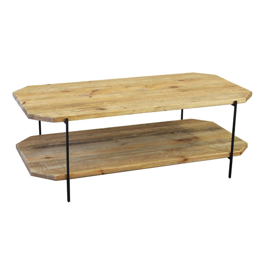 Tavolino in pino riciclato con doppio ripiano cm 120x60 - PINE