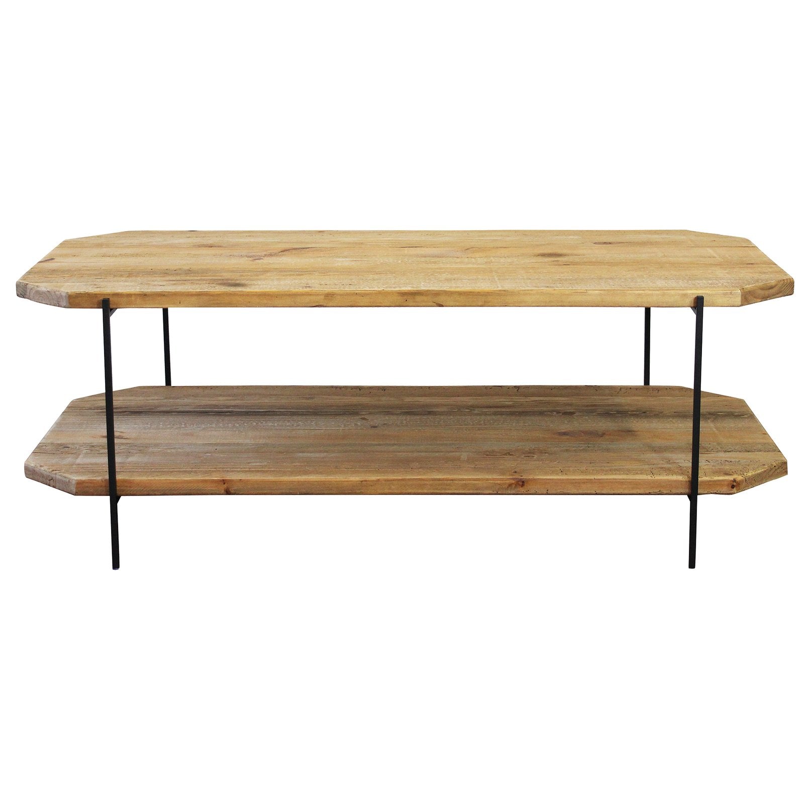 Tavolino in pino riciclato con doppio ripiano cm 120x60 - PINE