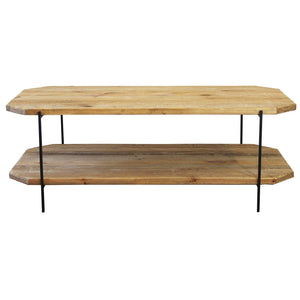 Tavolino in pino riciclato con doppio ripiano cm 120x60 - PINE