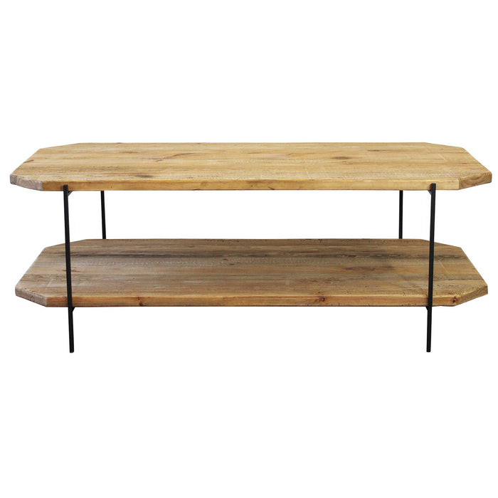 Tavolino in pino riciclato con doppio ripiano cm 120x60 - PINE