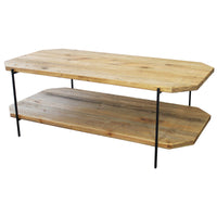 Tavolino in pino riciclato con doppio ripiano cm 120x60 - PINE