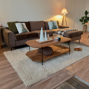 Tavolino in pino riciclato con doppio ripiano cm 120x60 - PINE