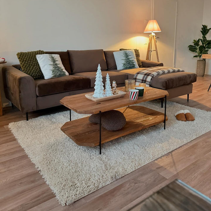 Tavolino in pino riciclato con doppio ripiano cm 120x60 - PINE