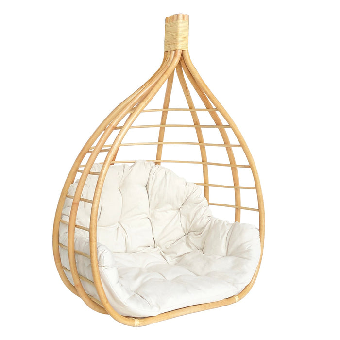 Sedia sospesa in fibra naturale con cuscino - CALYPSIA
