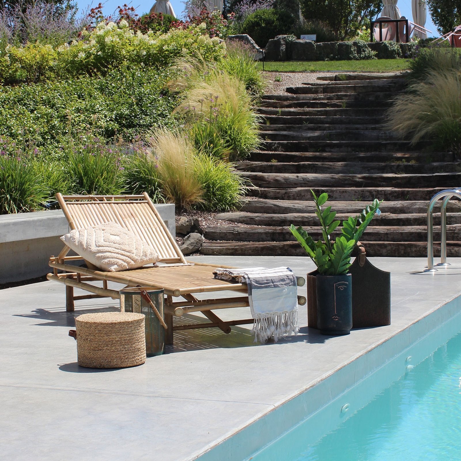 Lettino prendisole da giardino in bamboo - ASIA