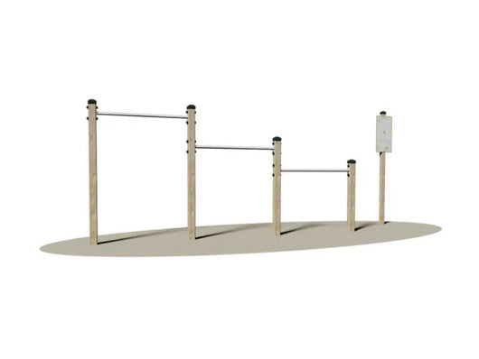 Appoggio a Braccia Tese Giochipark legno 9x9cm 3 barre acciaio A~ 4cm EN 16630