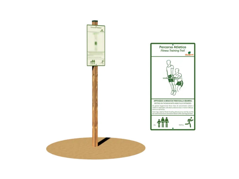 Appoggio a Braccia Tese Giochipark legno 9x9cm 3 barre acciaio A~ 4cm EN 16630