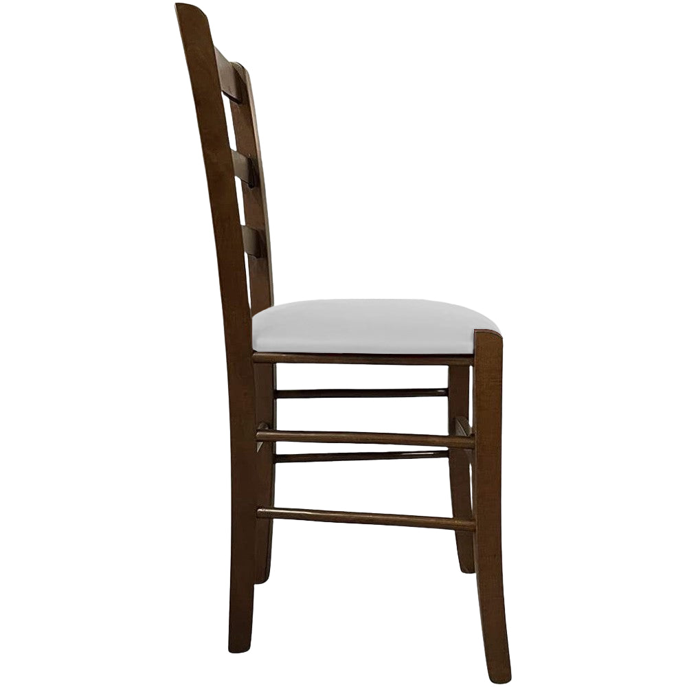 Sedia legno venezia noce scuro con seduta similpelle grigio ghiaccio