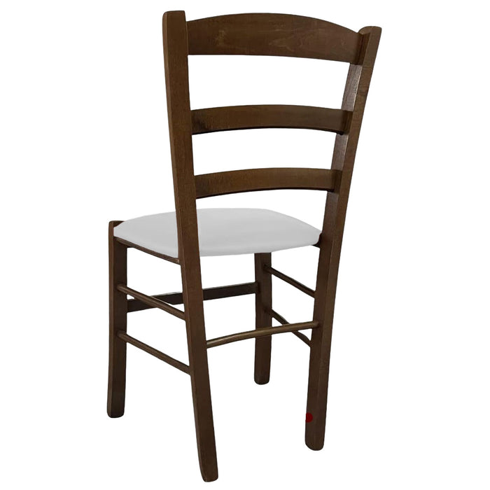 Sedia legno venezia noce scuro con seduta similpelle grigio ghiaccio