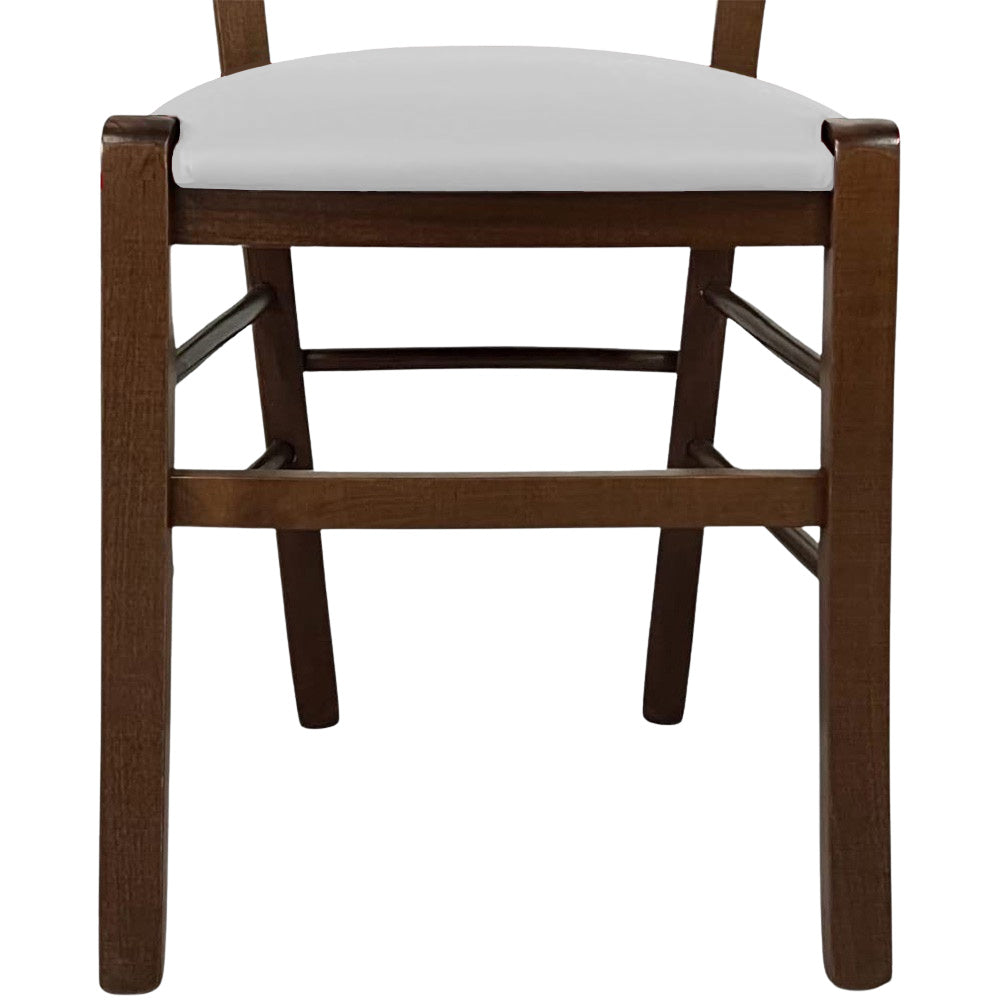 Sedia legno venezia noce scuro con seduta similpelle grigio ghiaccio