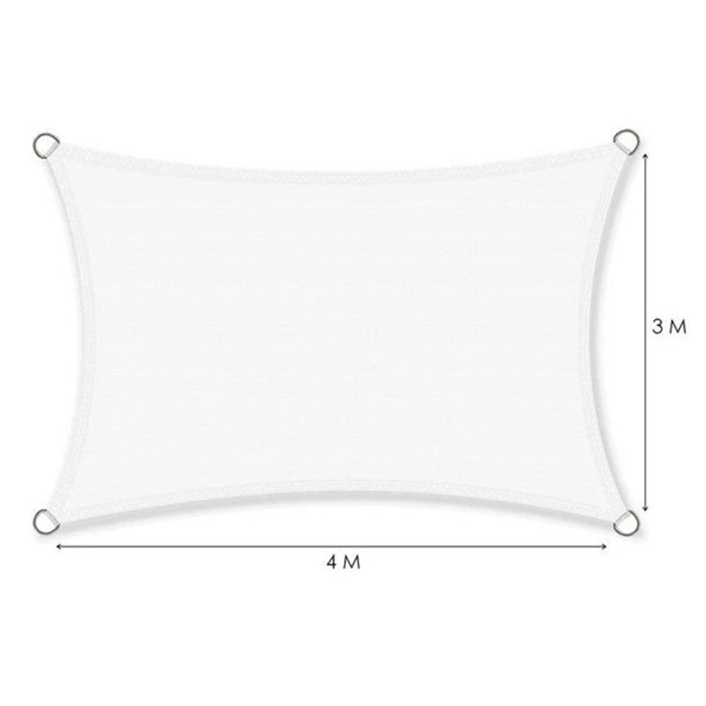 Trade Shop - Vela Tenda Rettangolare Parasole Protezione Sole Ombra Giardino 3x4 Mt Bianca 017036 -