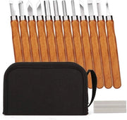 Set di utensili per la lavorazione del legno - coltelli per la lavorazione del legno, pietra di affilatura - per il legno, verdure, frutta - set da 12 pezzi per la lavorazione del legno