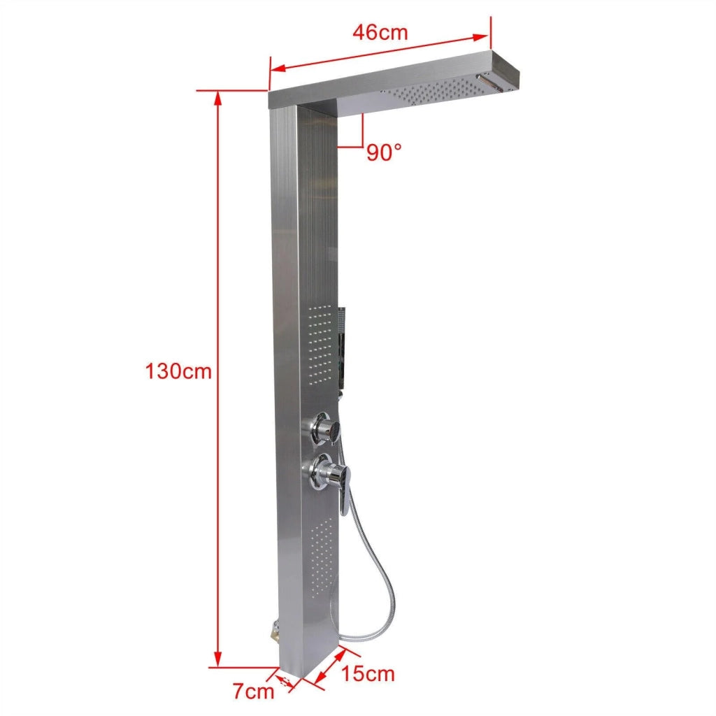 Soffione doccia a pioggia da parete in acciaio inox 130 cm con getti massaggianti e getto a pioggia 16_0002769