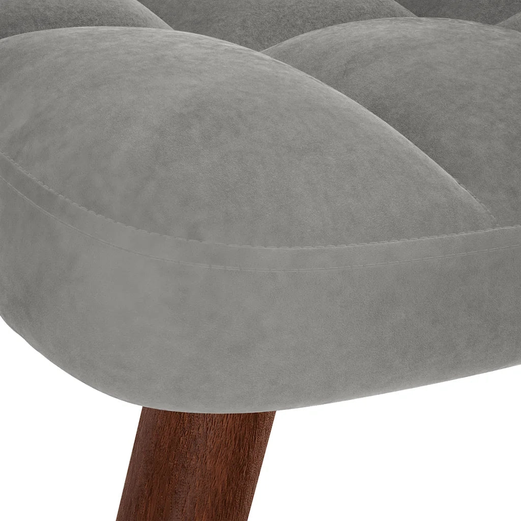Sedia a dondolo con sgabello in velluto grigio chiaro CFW7116419