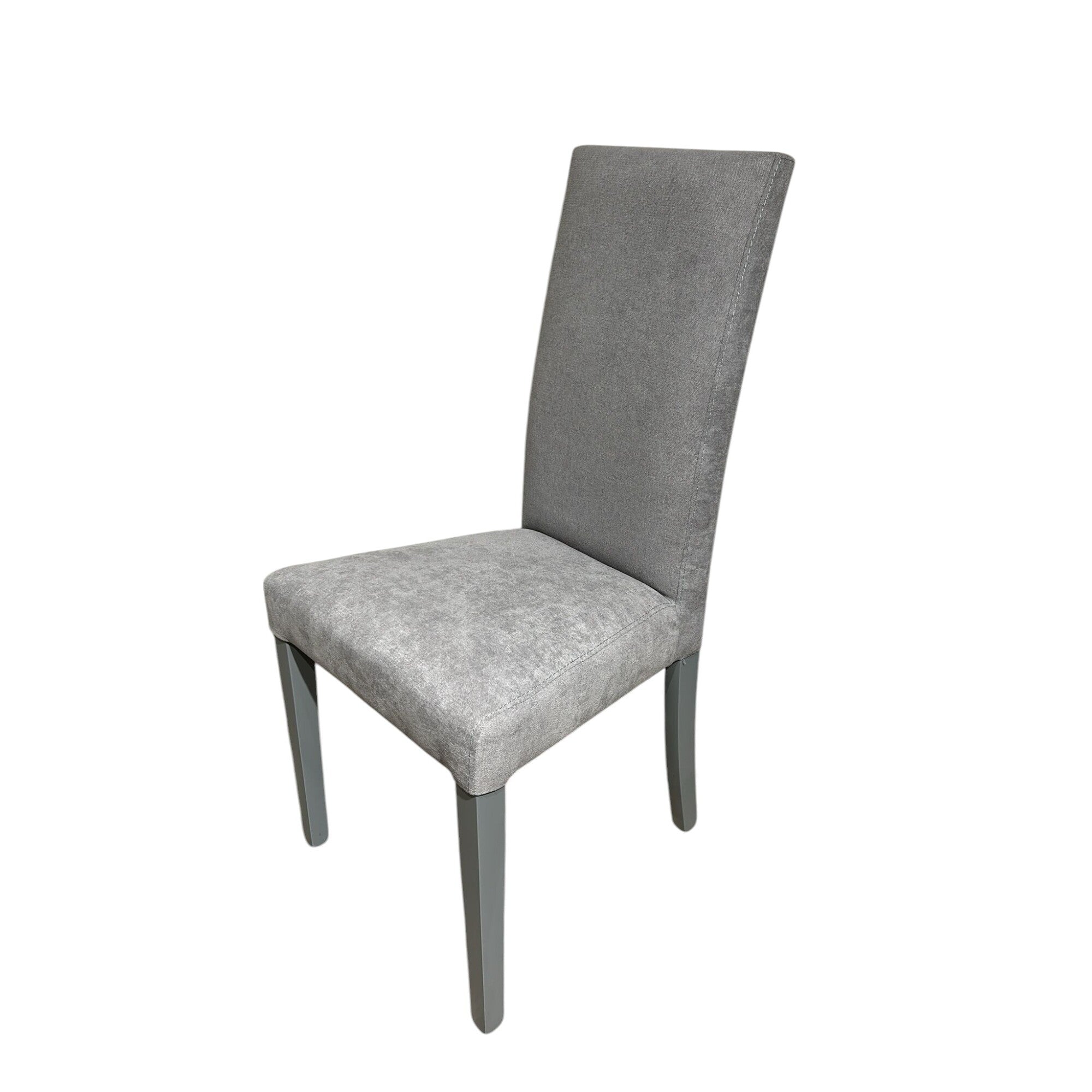 SEDIA NANCY IN TESSUTO DI COLORE GRIGIO E GAMBE IN LEGNO CM.47X47X101H.