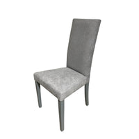 SEDIA NANCY IN TESSUTO DI COLORE GRIGIO E GAMBE IN LEGNO CM.47X47X101H.