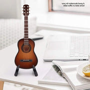 Miniatura Chitarrino in Legno con Piedistallo - Decorazione Musicale per Ufficio Casa - Mocha 10 pollici