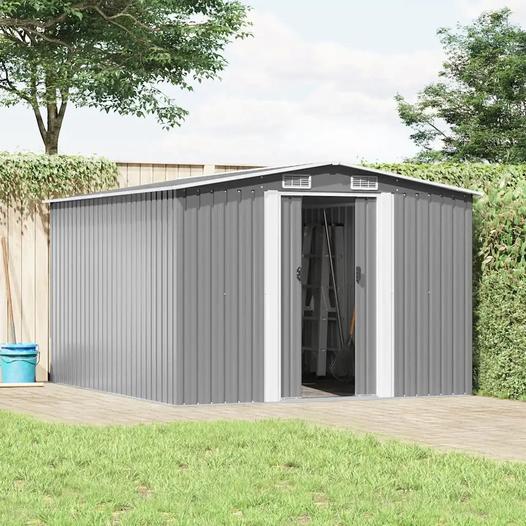Casetta da Giardino 257x298x178 cm in Metallo Grigio 143341